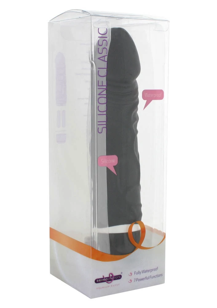 Seven Creations - Classic Original Vibrator - 7 funkciós, élethű vibrátor (19cm) fekete
