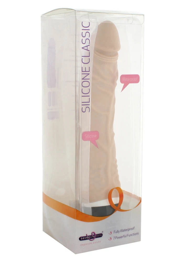 Seven Creations - Classic Slim Vibrator - 7 funkciós, élethű vibrátor (21cm) natúr