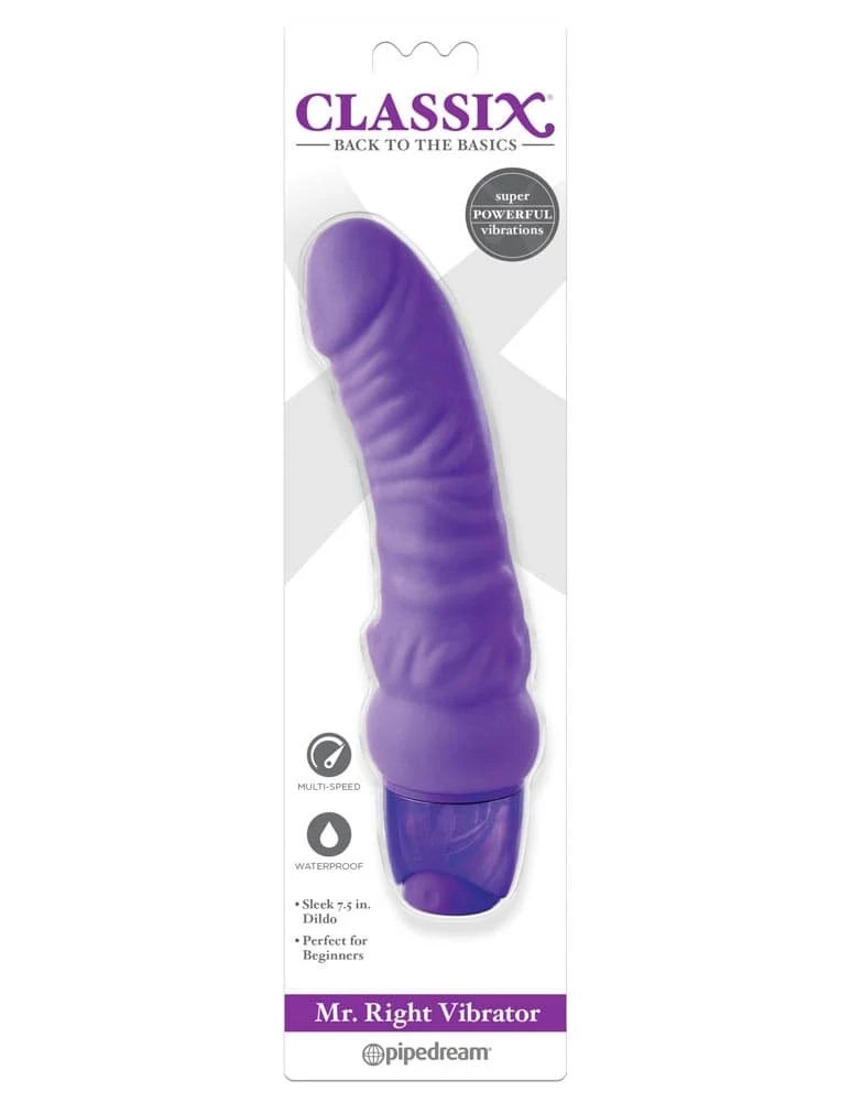 Pipedream - Classix - Mr. Right Vibrator - 5 funkciós, élethű vibrátor (19cm) - lila