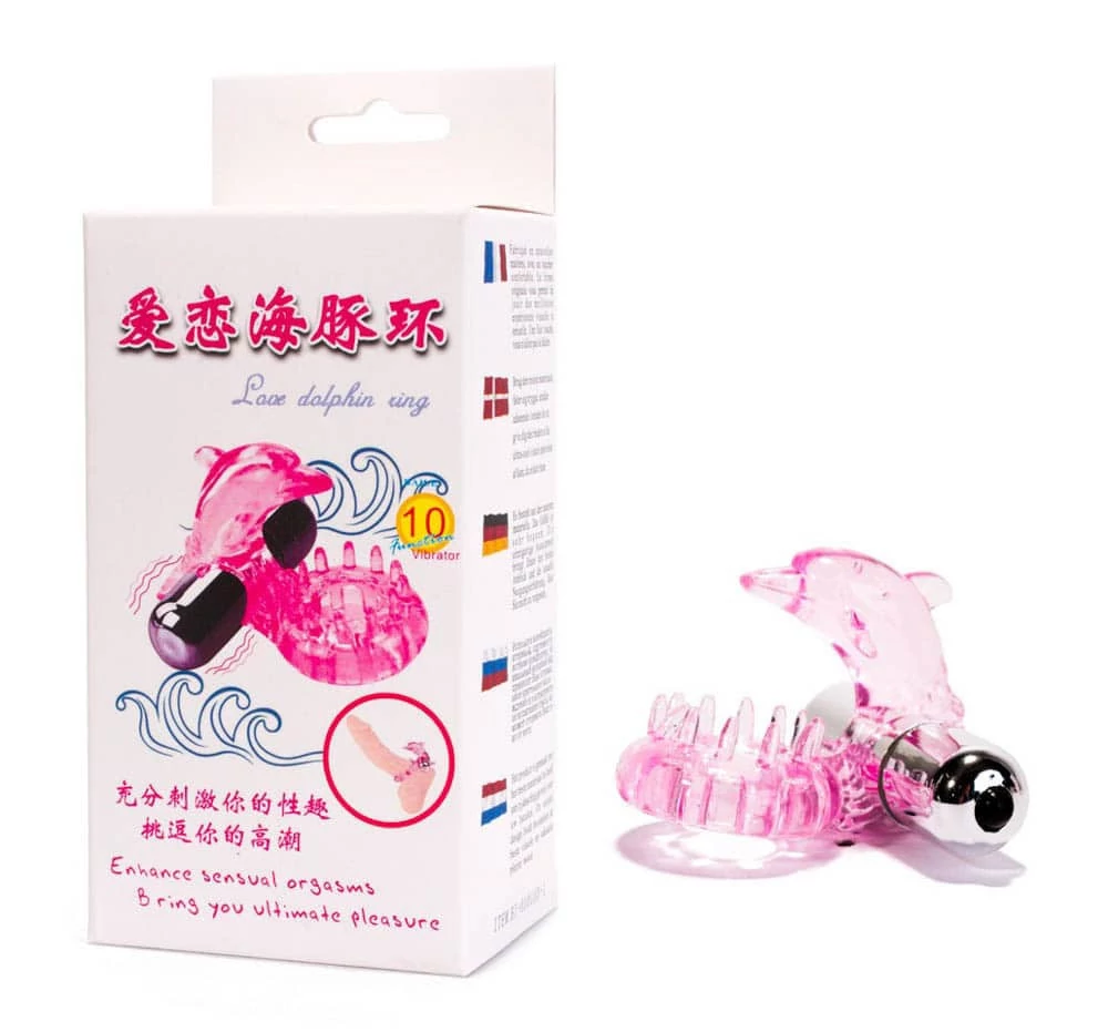 Debra - Love Dolphin Ring - 10 funkciós vibrációs péniszgyűrű delfines csiklóizgatóval (pink)