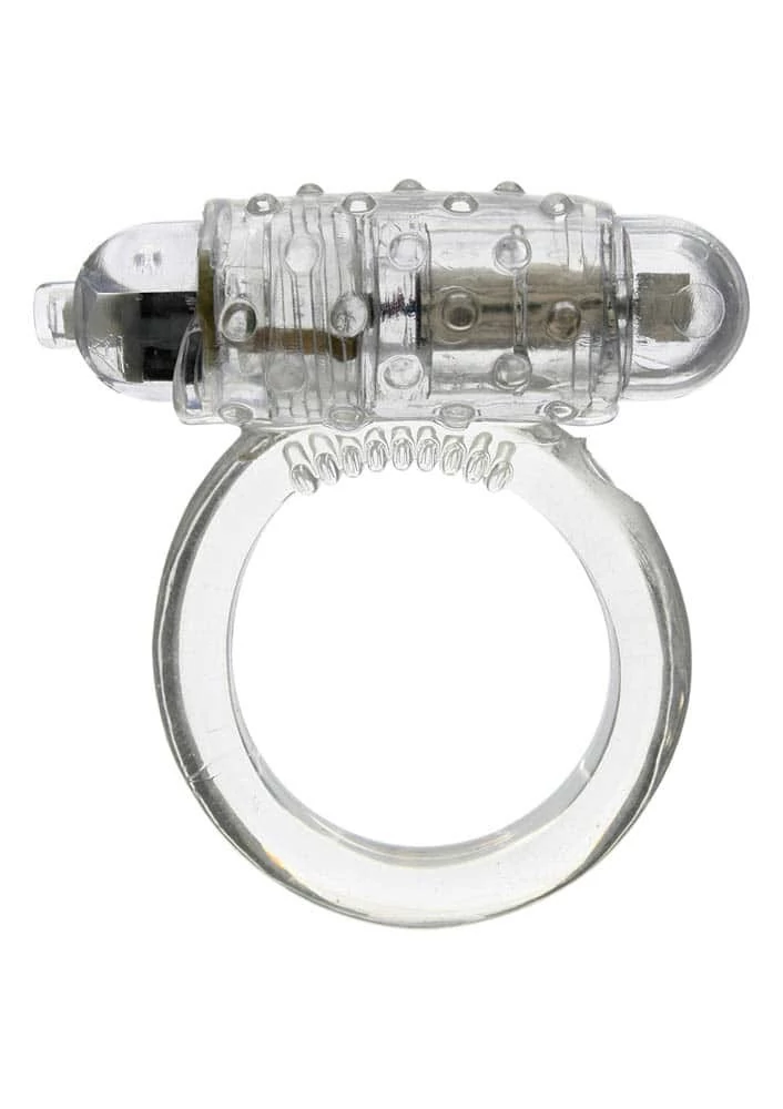 Seven Creations - Cockring Silicone Vibrating - vibrációs péniszgyűrű csiklóizgatóval (áttetsző)