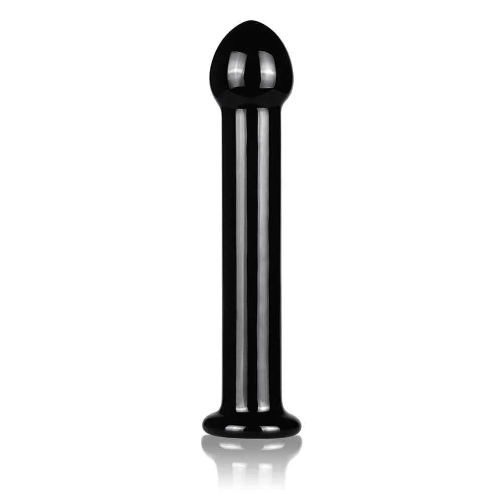 Lovetoy - Glass Romance Black 1 - temperálható üveg dildó (16cm) - fekete
