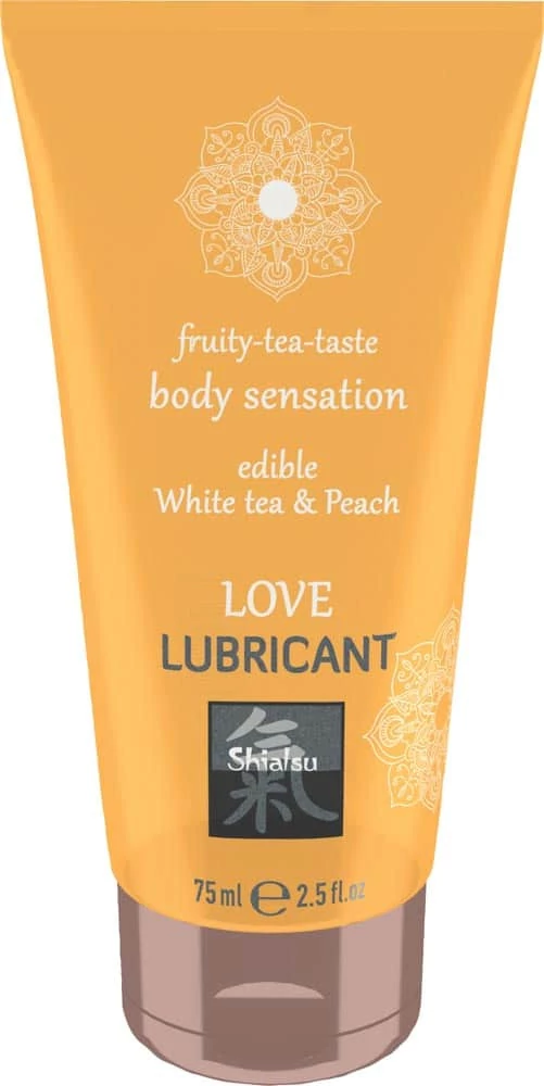 Shiatsu - Love Lubricant - ehető, ízesített vízbázisú síkosító (75ml) - fehér tea/barack