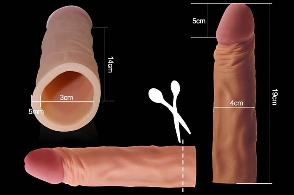 Lovetoy - Pleasure X-Tender Penis Sleeve #4 - élethű péniszköpeny (19cm) - barna