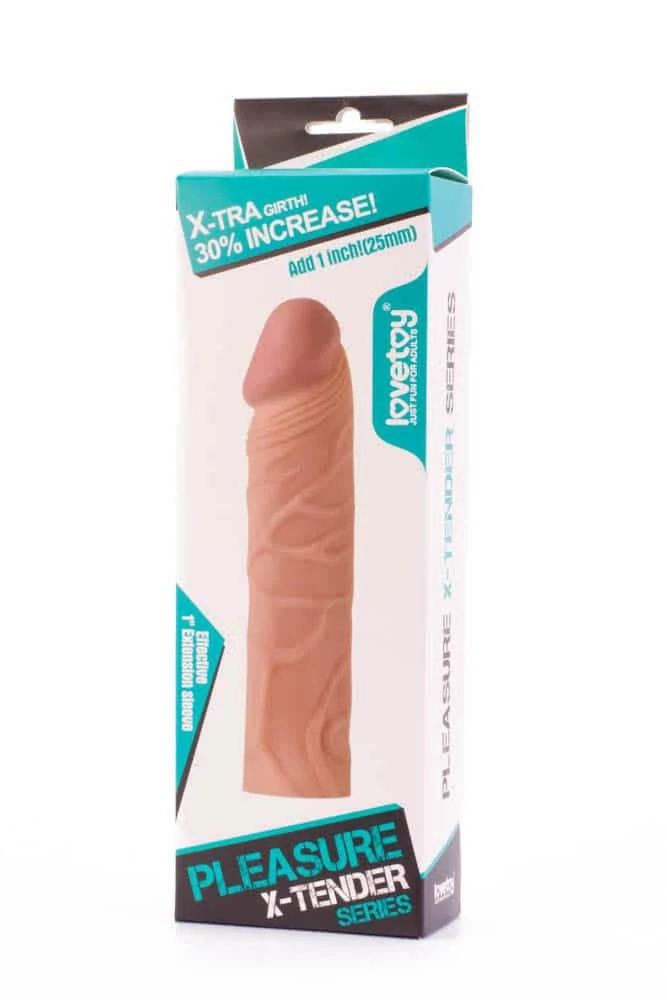 Lovetoy - Pleasure X-Tender Penis Sleeve #2 - élethű péniszköpeny (17cm) - natúr