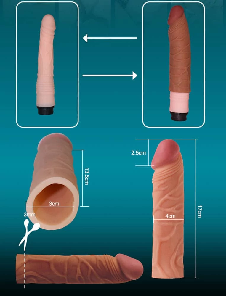 Lovetoy - Pleasure X-Tender Penis Sleeve #2 - élethű péniszköpeny (17cm) - barna