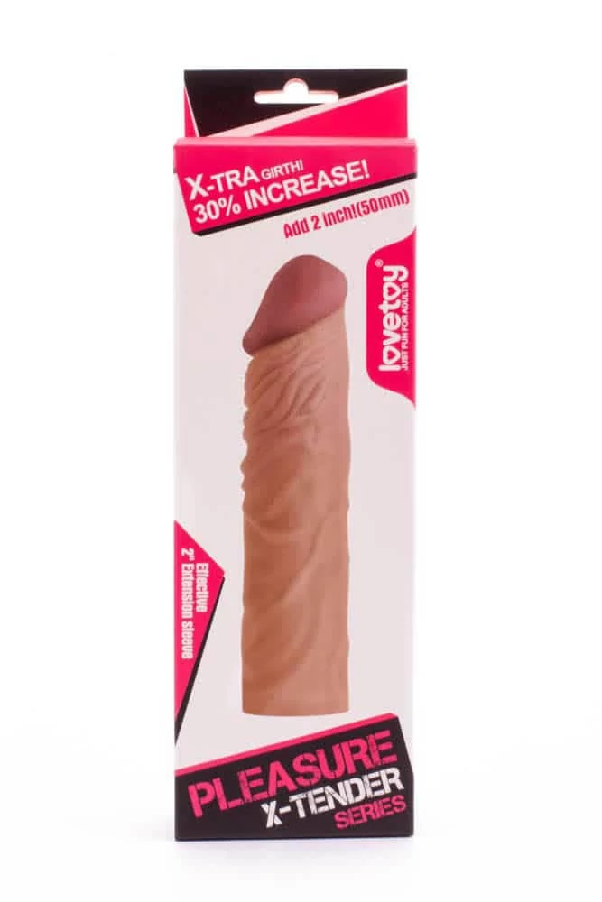 Lovetoy - Pleasure X-Tender Penis Sleeve #3 - élethű péniszköpeny (18,5cm) - natúr