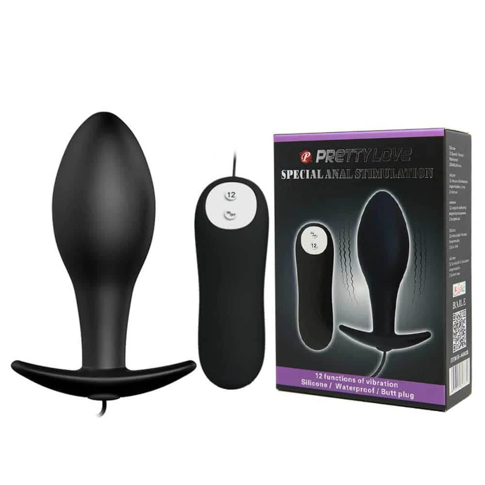 Pretty Love - Vibrating Anal Stimulation Plug 1 - 12 funkciós, távirányítású vibrációs análdugó (fekete)