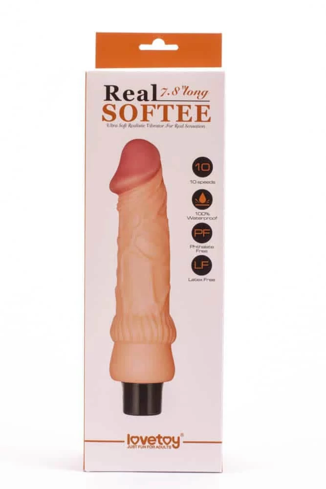 Lovetoy - Real Softee Vibrating Dildo #2 - 10 funkciós, élethű vibrátor (20cm) - natúr