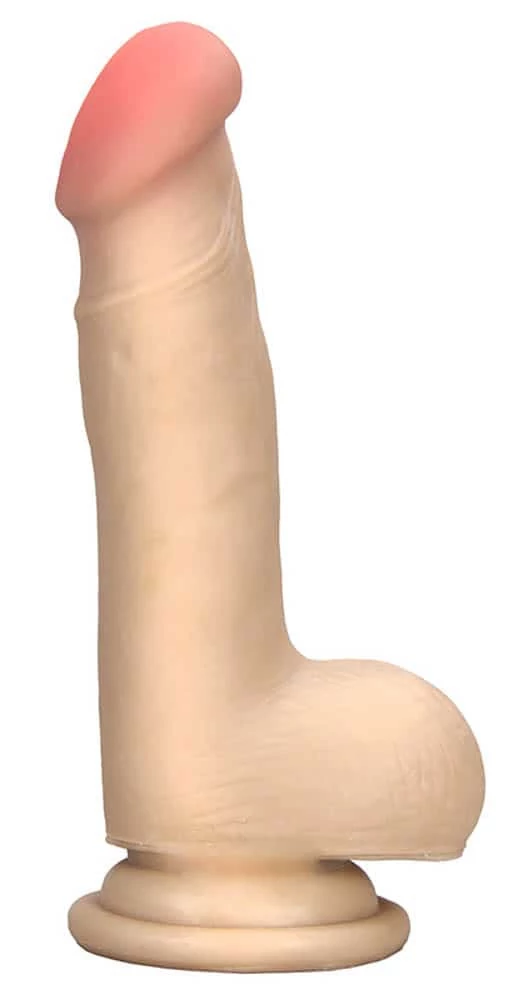 RealStuff - Super Realistic Cock with Balls #1 - rögzíthető, távirányítású, élethű vibrátor (16,5cm) - natúr