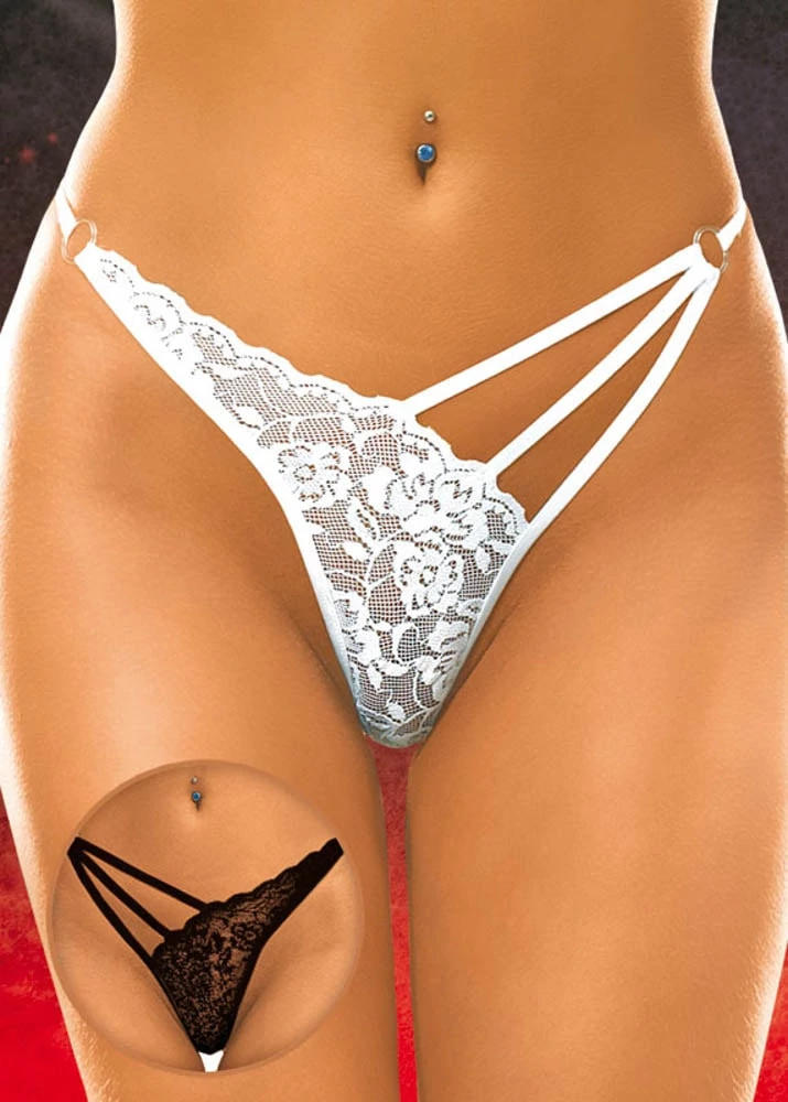 Softline - String 2271 - szexi, csipkés női bugyi (M/L) - fekete