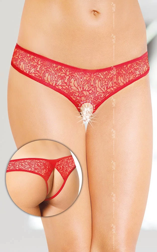 Softline - G-String 2446 - nyitott tanga (S/M) - piros