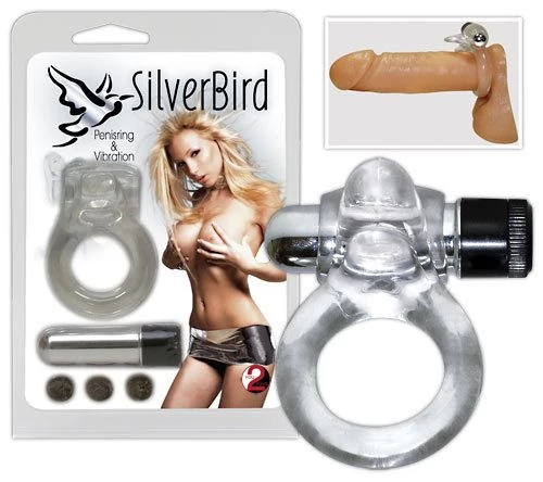Orion - Silver Bird - vibrációs péniszgyűrű csiklóizgatóval (áttetsző)