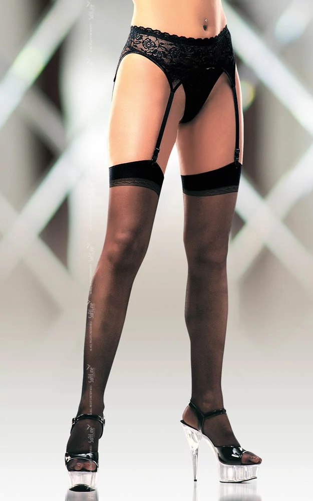Softline - Stockings 0005 - combfix (S/L) - fekete