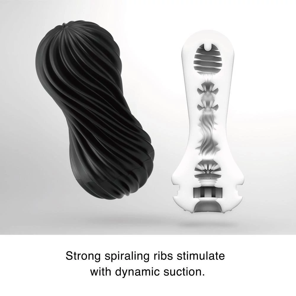 Tenga - Flex Rocky Black - prémium maszturbátor (fekete)