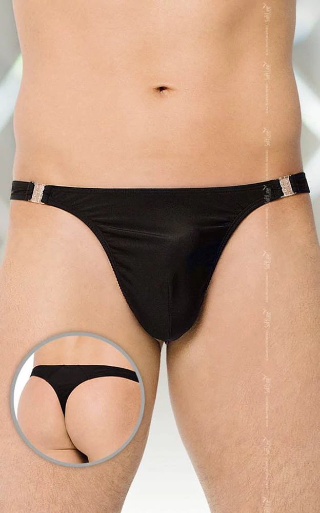 Softline - Thong 4432 - erotikus férfi tanga (M) - fekete