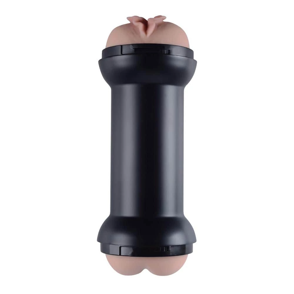 Lovetoy - Traning Master Double Side Stroker - duplavégű, élethű vagina és ánusz maszturbátor (natúr)