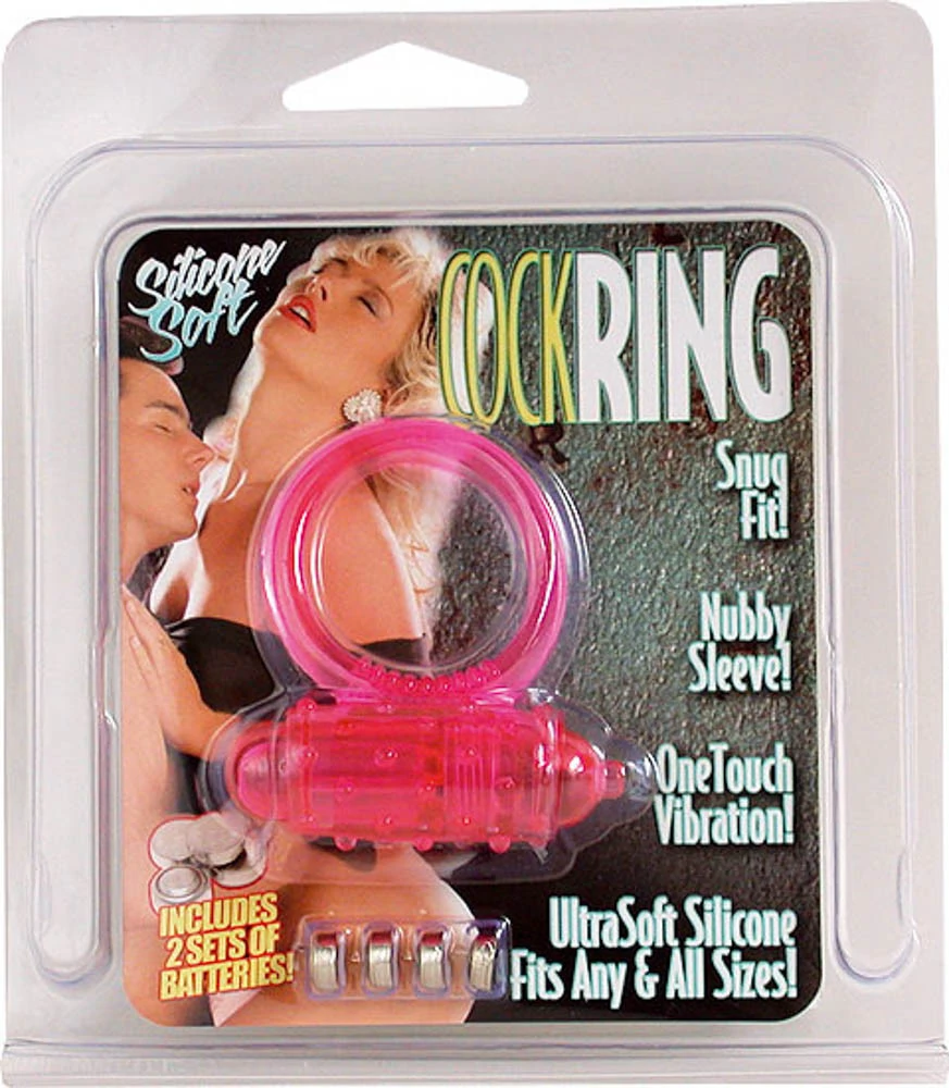 Seven Creations - Vibrating Cockring Silicone - vibrációs péniszgyűrű csiklóizgatóval (pink)