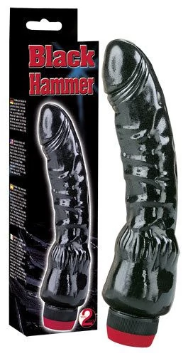 Orion - Black Hammer - élethű vibrátor csiklóizgatóval (22cm) - fekete