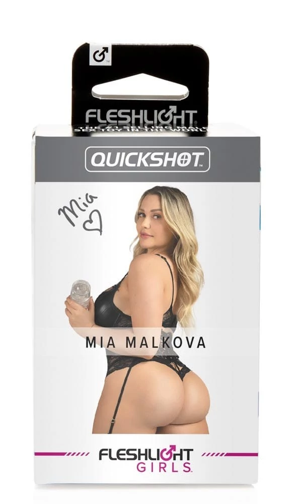 Fleshlight - Quickshot Mia Malkova - élethű, kétoldalas vagina és ánusz maszturbátor (áttetsző)