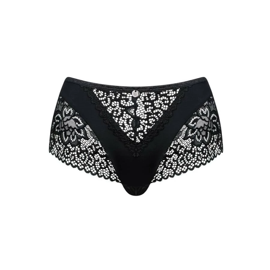 Obsessive - Cecilla Shorties - csipkével díszített bugyi (S/M) - fekete