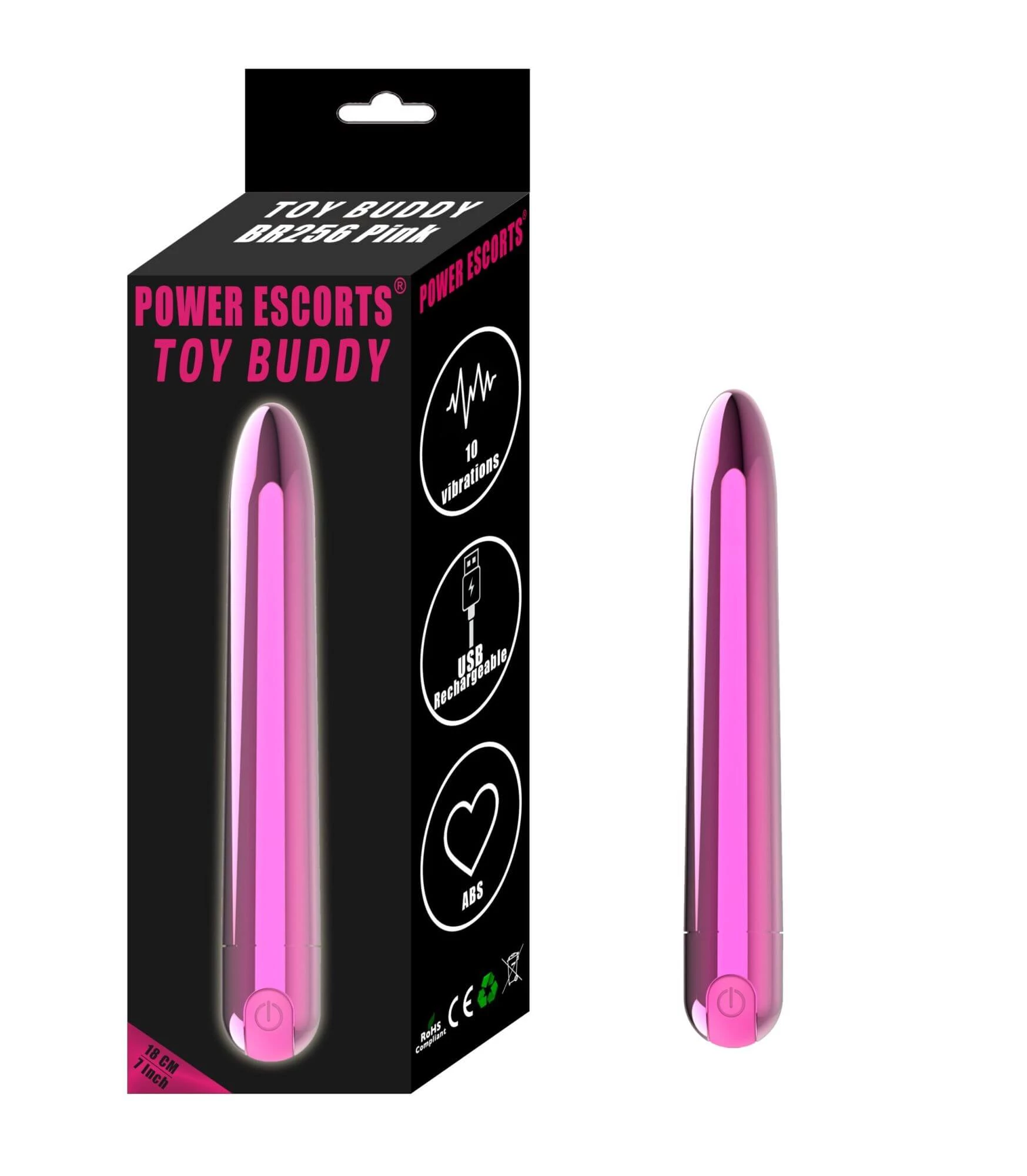 Power Escorts - Toy Buddy - 10 funkciós innovatív vibrátor (USB) - pink