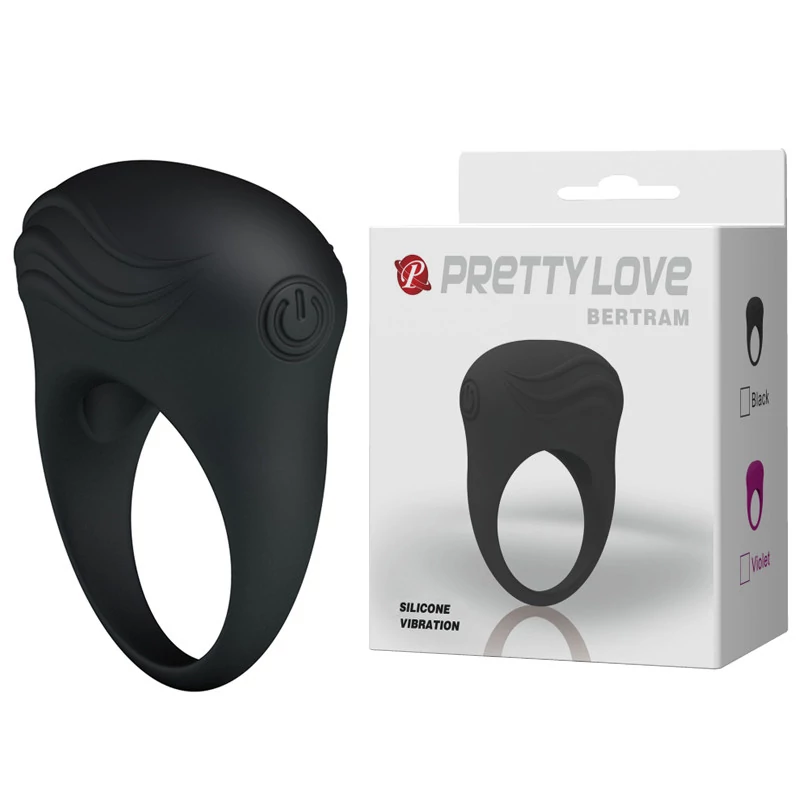 Pretty Love - Bertram - vibrációs péniszgyűrű (fekete)