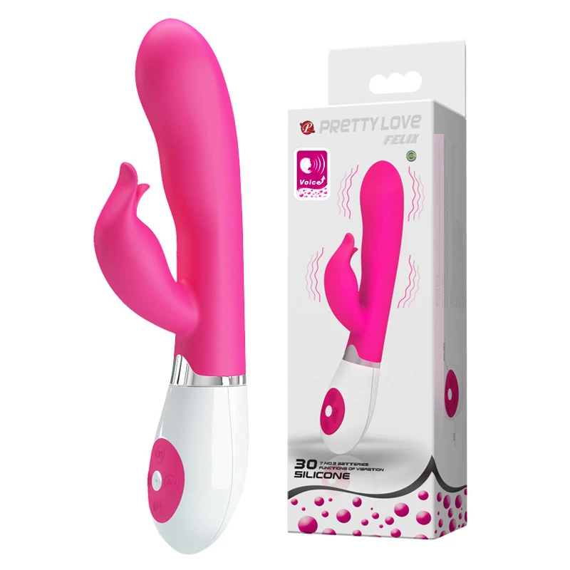 Pretty Love - Felix - 30 funkciós, hang vezérelt, csiklóizgató és G-pont vibrátor (20,5cm) - pink
