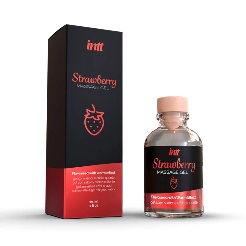 Intt - Massage Gel Strawberry - melegítő hatású masszásgél (30ml) - eper