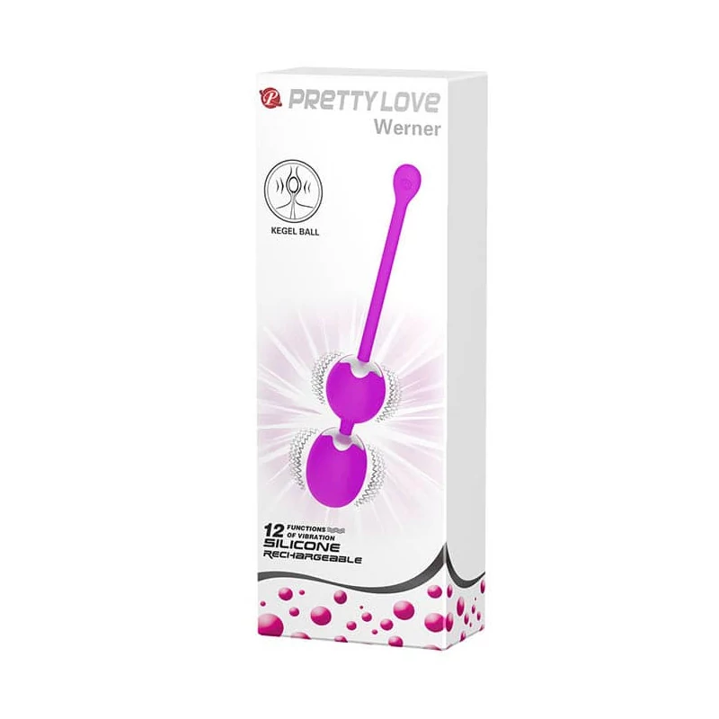 Pretty Love - Werner - 12 funkciós, vibrációs gésagolyó duó (USB) - lila